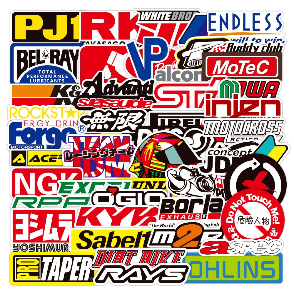 50Pcs Racing Motorcycle LOGO Waterproof Graffiti Stickers For Luggage Notebook Car Decor Vinyl Sticker