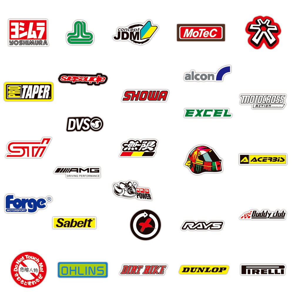 50Pcs Racing Motorcycle LOGO Waterproof Graffiti Stickers For Luggage Notebook Car Decor Vinyl Sticker