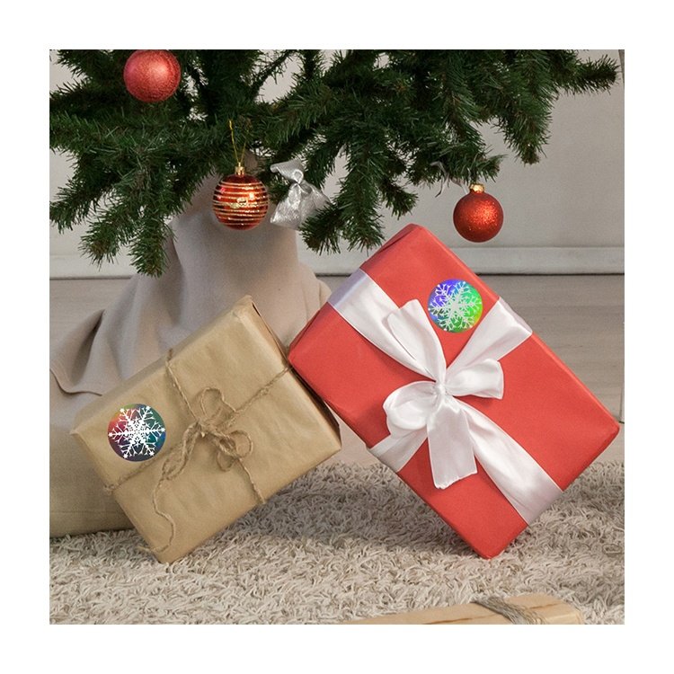 Laser hologram label stickers roll custom logo stickers waterproof christmas stickers roll labels