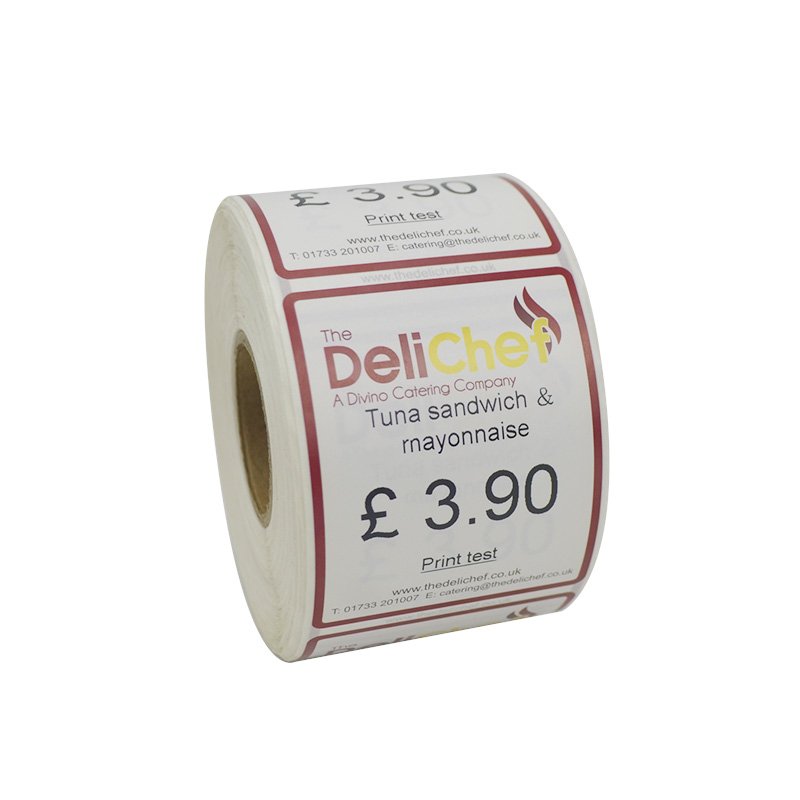 Customized waterproof direct thermal adhesive label pre-printed logo sticker roll for price labels