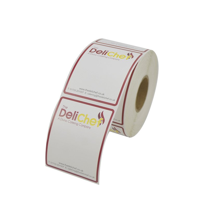Customized waterproof direct thermal adhesive label pre-printed logo sticker roll for price labels