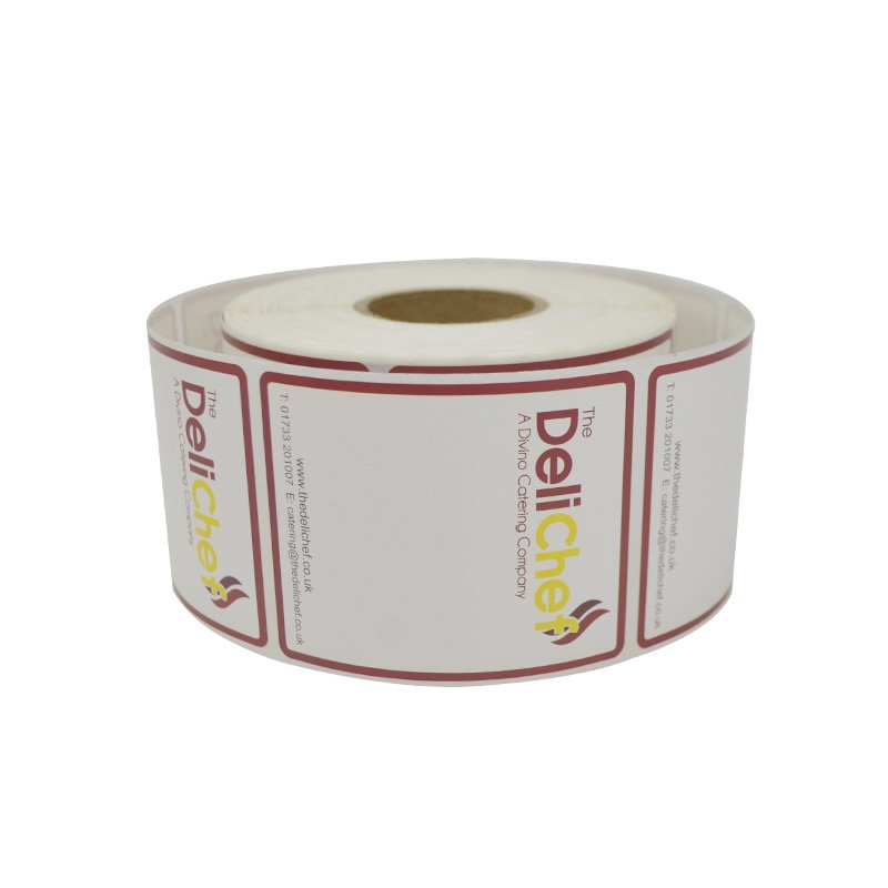 Customized waterproof direct thermal adhesive label pre-printed logo sticker roll for price labels