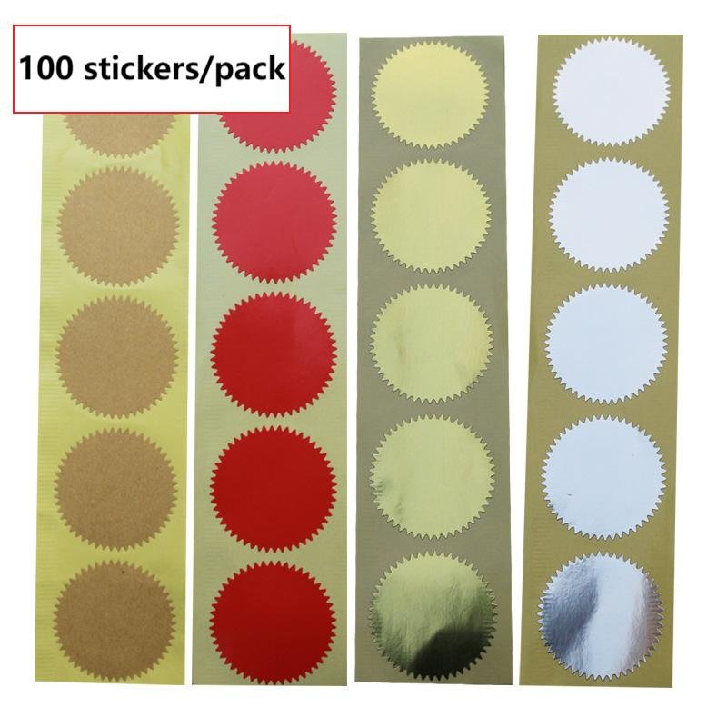 100 PCS Pack 45MM Sealing Labels, Round Foil Gold Embossing Stamp Paper Label Stickers