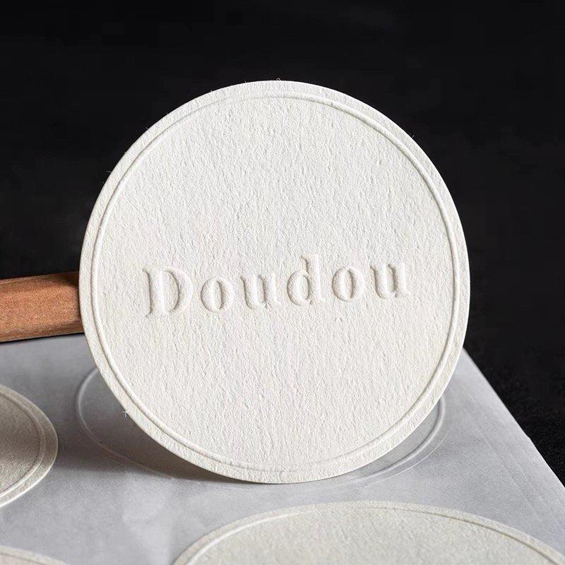 3D luxury sticker custom texture paper embossed stickers perfume candle packaging labels