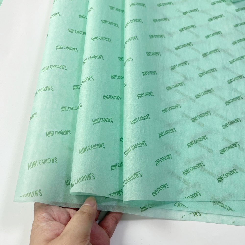 High quality Luxury custom logo 17g green tissue paper gift wrapping tissue paper for Clothing packing