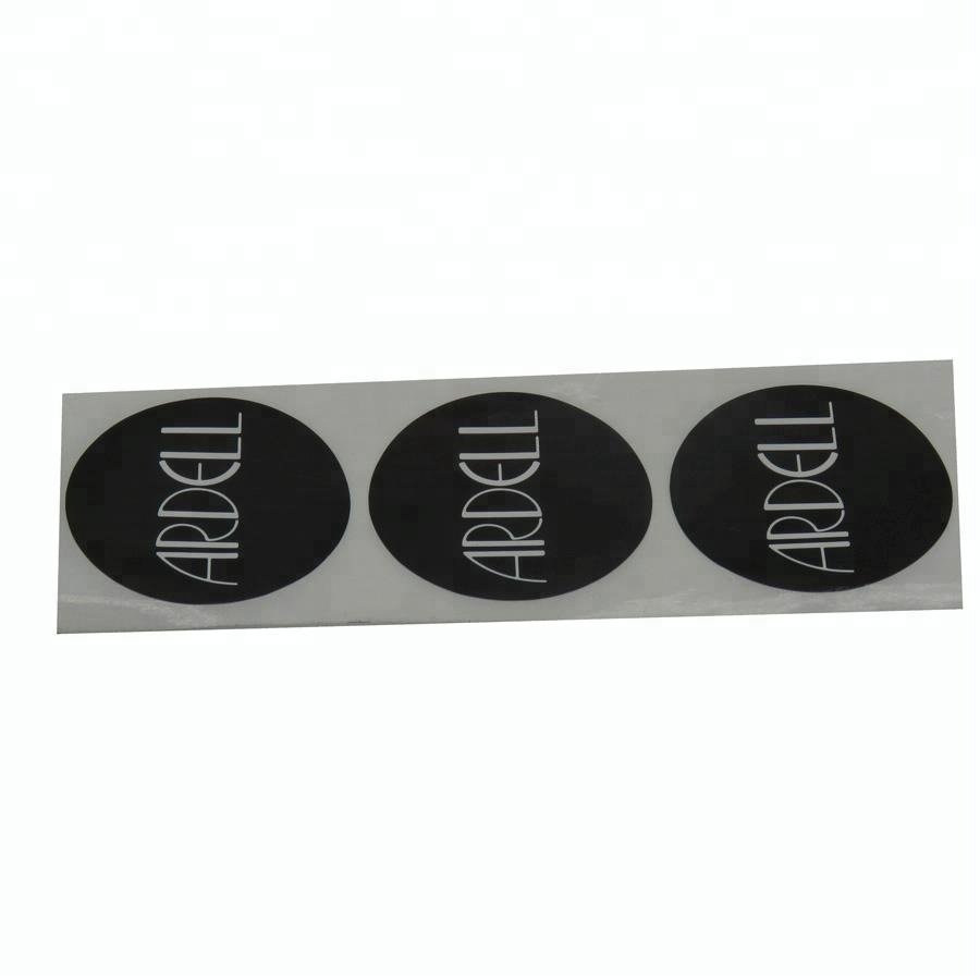 glossy customized printing logo adhesive round black bottle sticker paper label