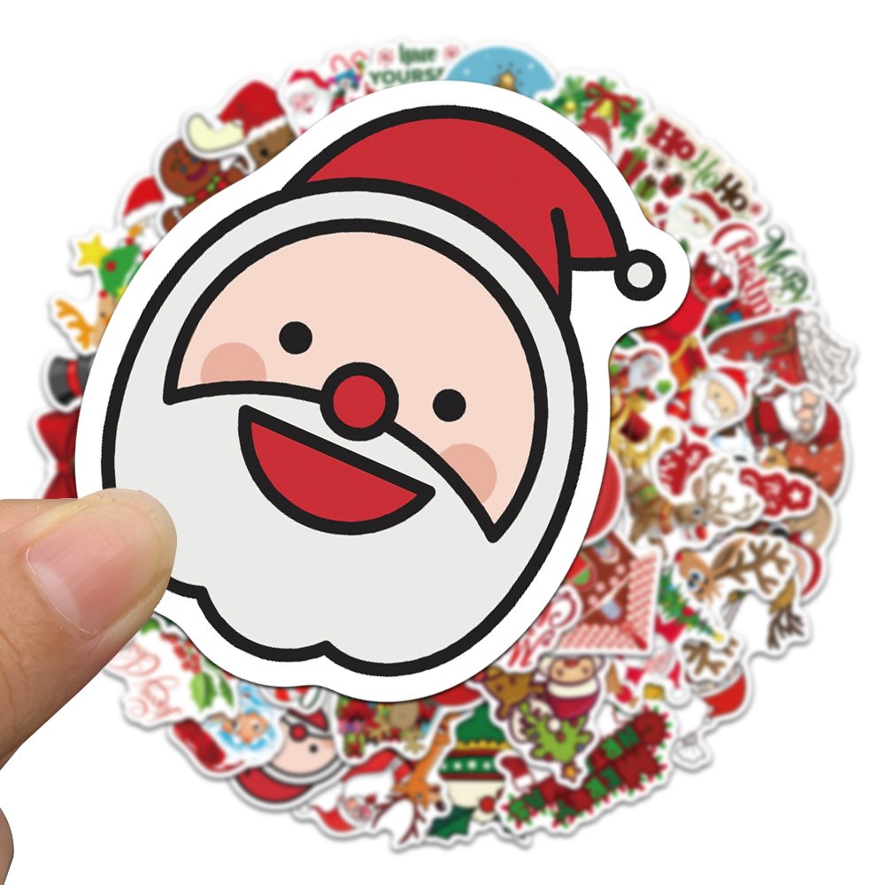 50pcs Cute Christmas Santa Claus Stickers Diy Skateboard Guitar Helmet Luggage Laptop Graffiti Sticker Kids Christmas Gifts