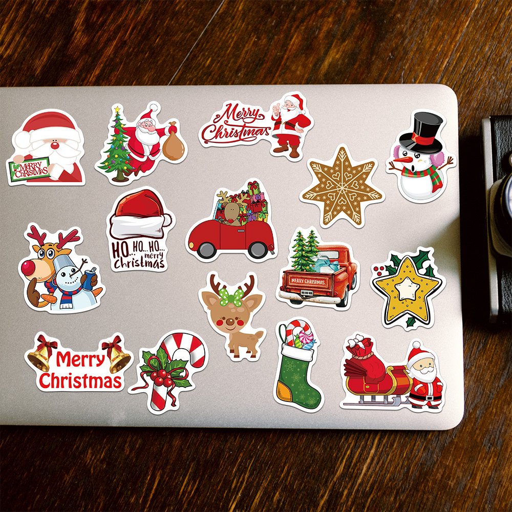 50pcs Cute Christmas Santa Claus Stickers Diy Skateboard Guitar Helmet Luggage Laptop Graffiti Sticker Kids Christmas Gifts