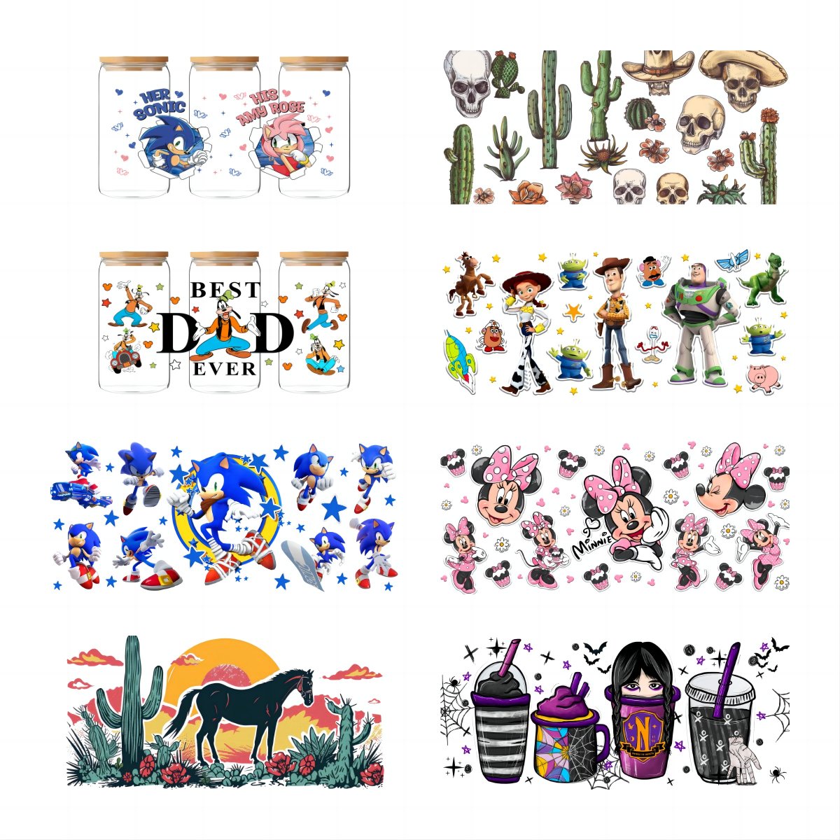Factory Wholesale Custom Full Colour Transfers Decals Stickers UV DTF Cup Wrap