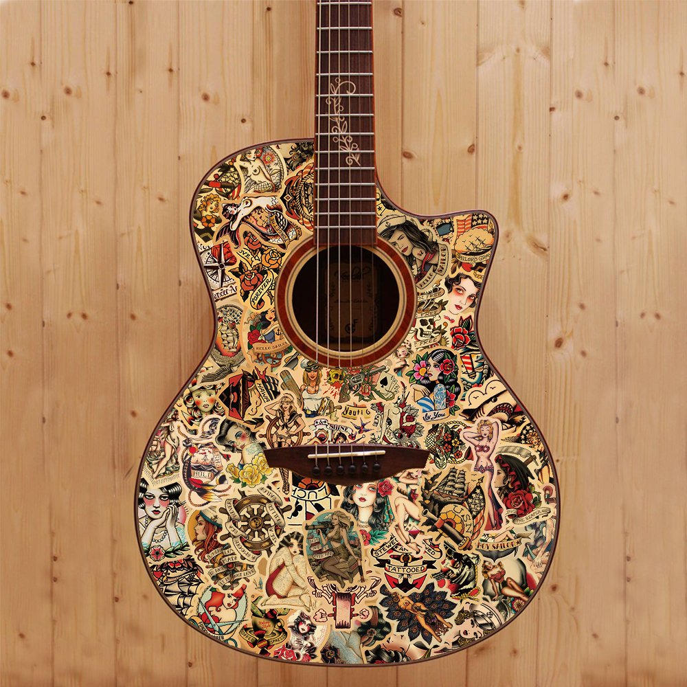 100pcs Retro Old School Tattoo Style Sticker Diy Refrigerator Skateboard Guitar Phone Laptop Waterproof Decorative Toy Stickers