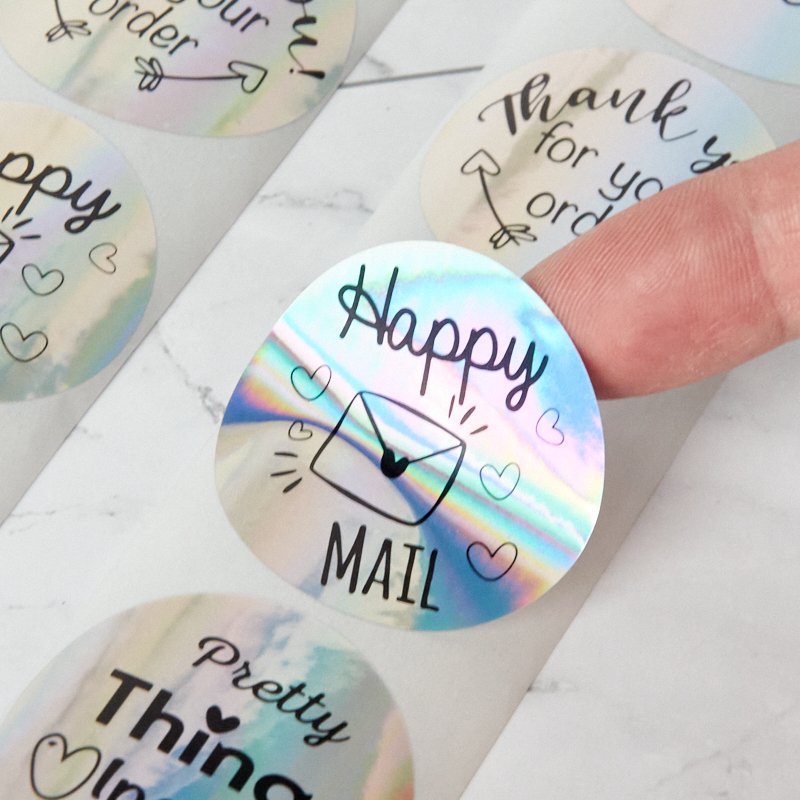 custom printed logo holographic thank you sticker 500 stickers for supporting my small business for gift box