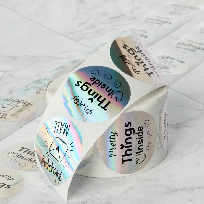 custom printed logo holographic thank you sticker 500 stickers for supporting my small business for gift box