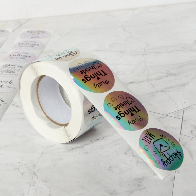 custom printed logo holographic thank you sticker 500 stickers for supporting my small business for gift box