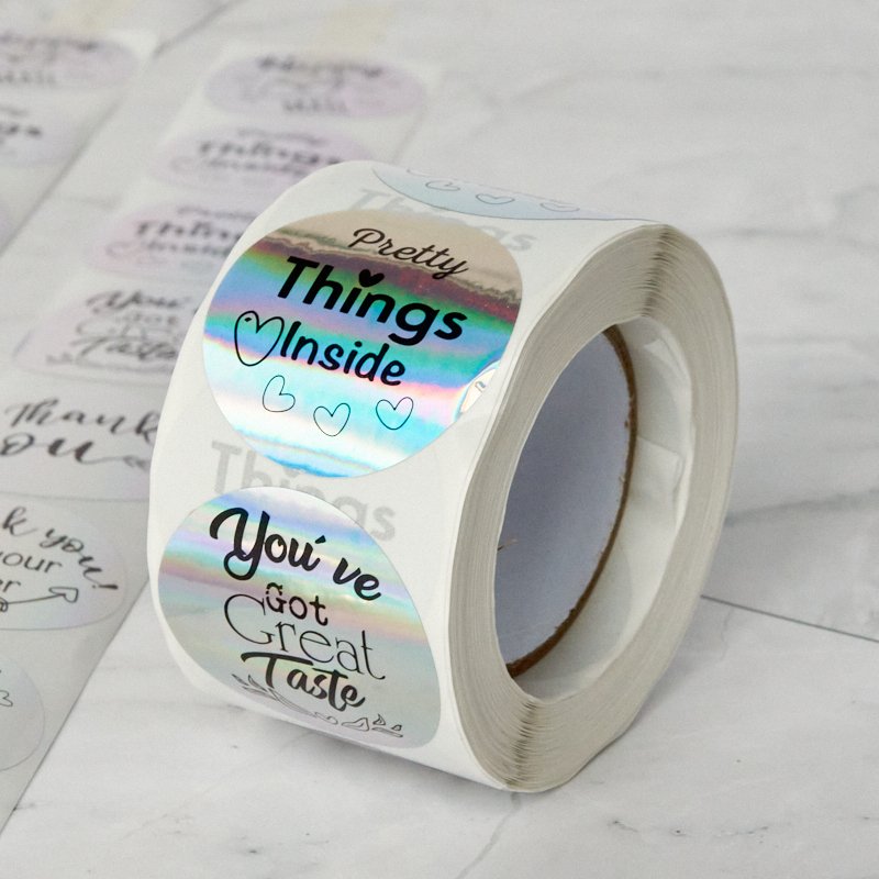 custom printed logo holographic thank you sticker 500 stickers for supporting my small business for gift box