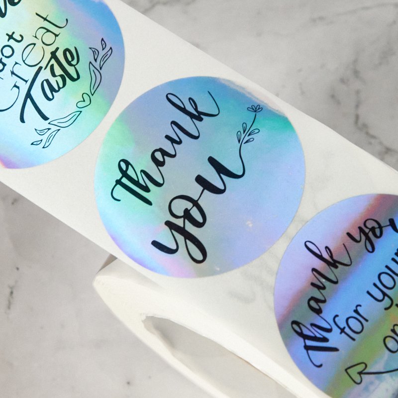 custom printed logo holographic thank you sticker 500 stickers for supporting my small business for gift box