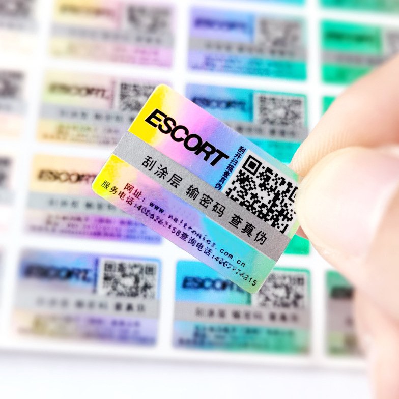 Custom printed adhesive qr code label with scratch off, hologram anti-counterfeit scratch off security label stickers