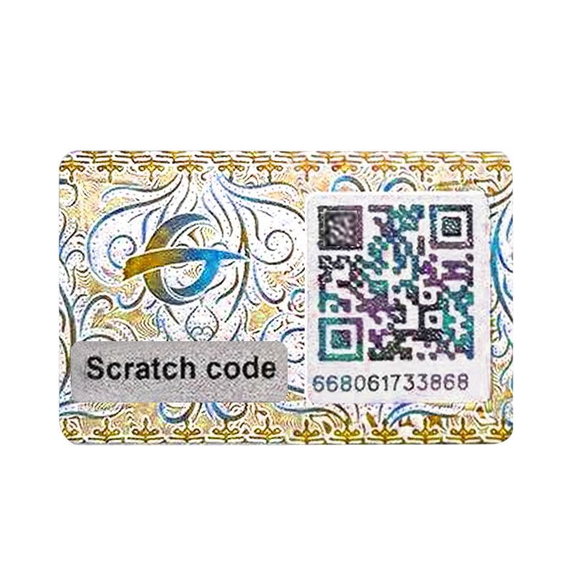 Custom printed adhesive qr code label with scratch off, hologram anti-counterfeit scratch off security label stickers
