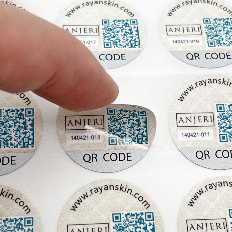 Custom printed adhesive qr code label with scratch off, hologram anti-counterfeit scratch off security label stickers
