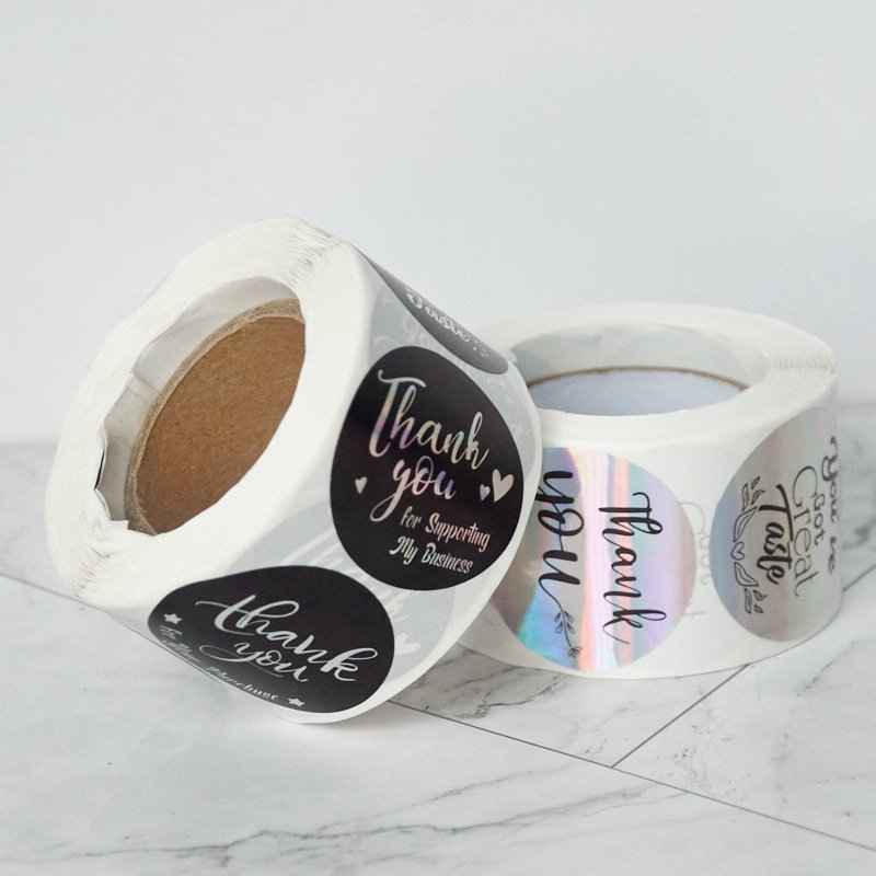 custom printed logo thank you stickers 500 pcs packaging labels circle roll thank you sticker for small business
