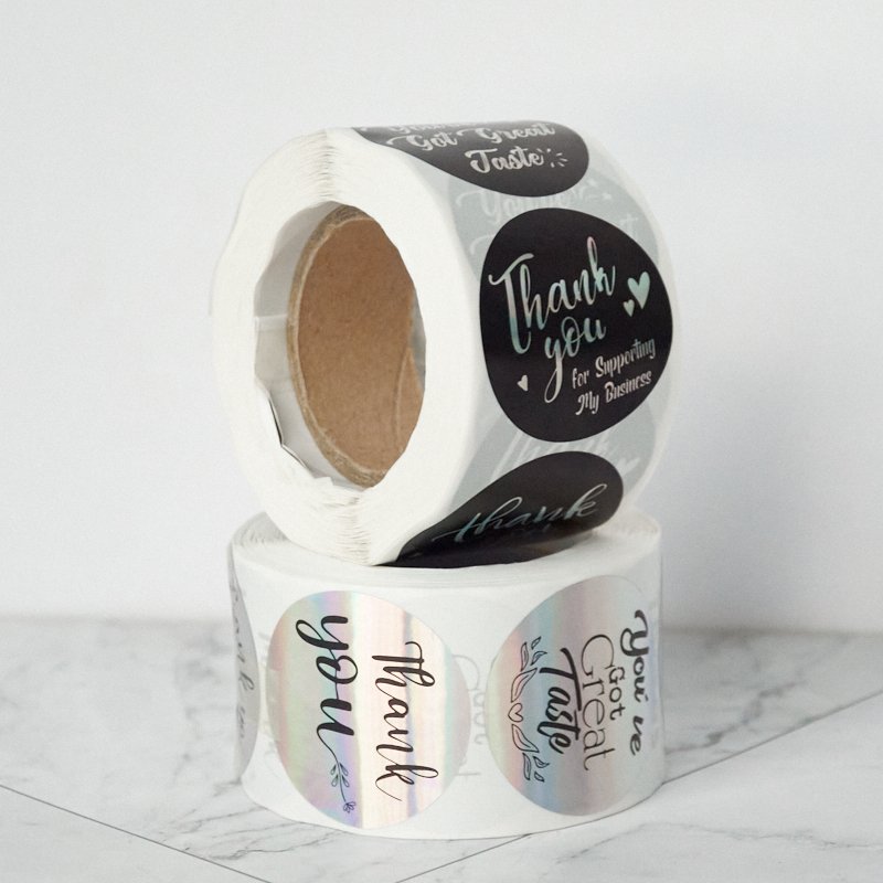 custom printed logo thank you stickers 500 pcs packaging labels circle roll thank you sticker for small business
