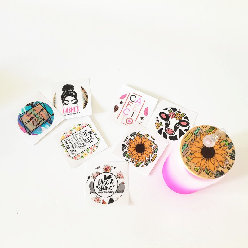 7cm/5cm diameter Lid Sticker Custom Print Design Sticker Waterproof UV DTF Vinyl Wrap Glass Transfer Printing