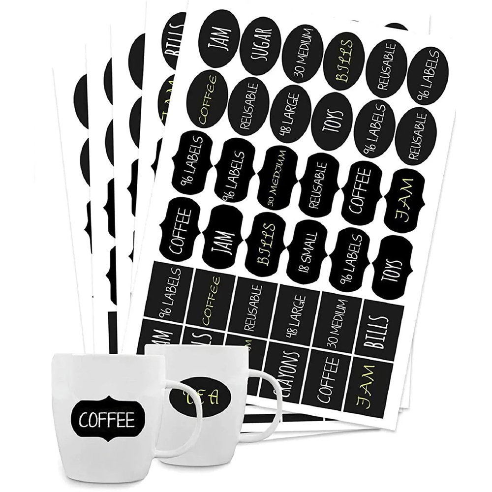 Custom Self Adhesive Assorted Shapes Waterproof Reusable Blackboard Label Sticker For Storage Bins, Bottle, Food, Mason Jar