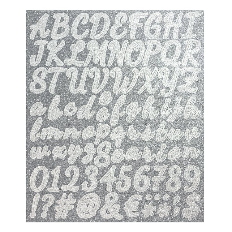 Die Cut Colorful Glitter Bling Letter Alphabet Number Glitter Stickers For Cup Decoration