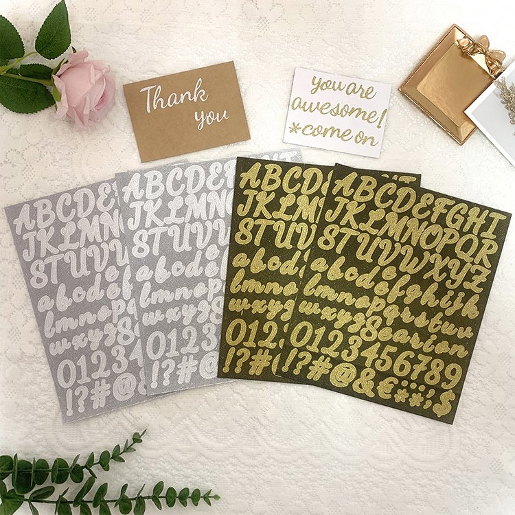 Die Cut Colorful Glitter Bling Letter Alphabet Number Glitter Stickers For Cup Decoration