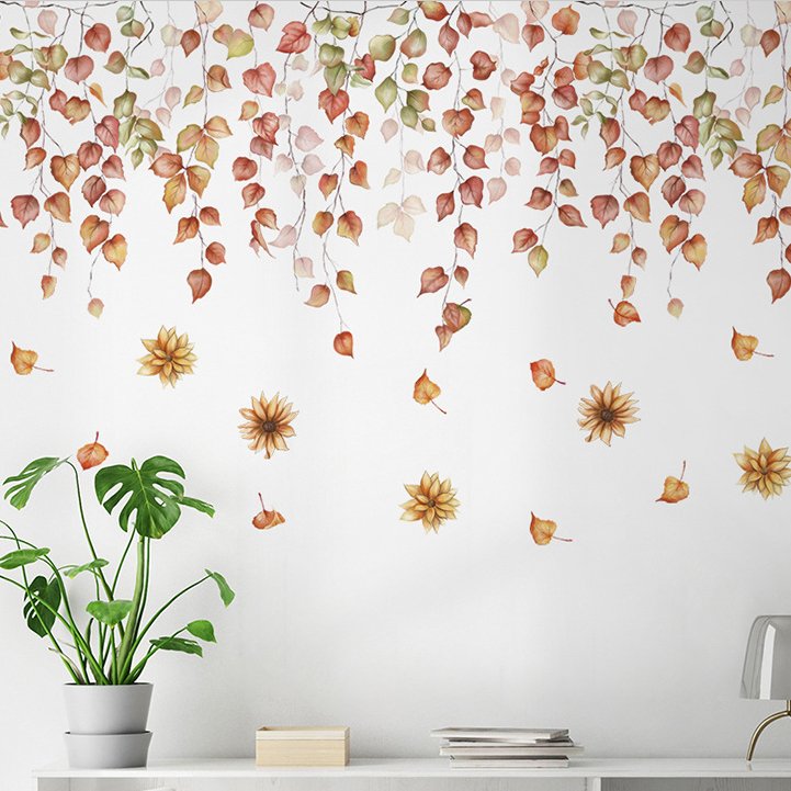 High quality fallen leaves flowers leaf stickers water proof stickers wall stickers for home decor