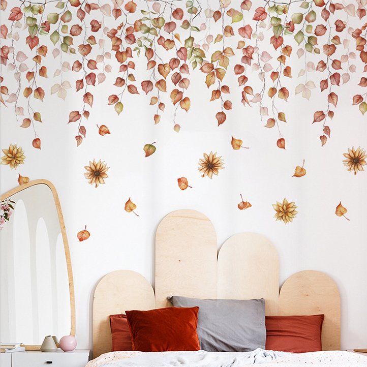 High quality fallen leaves flowers leaf stickers water proof stickers wall stickers for home decor