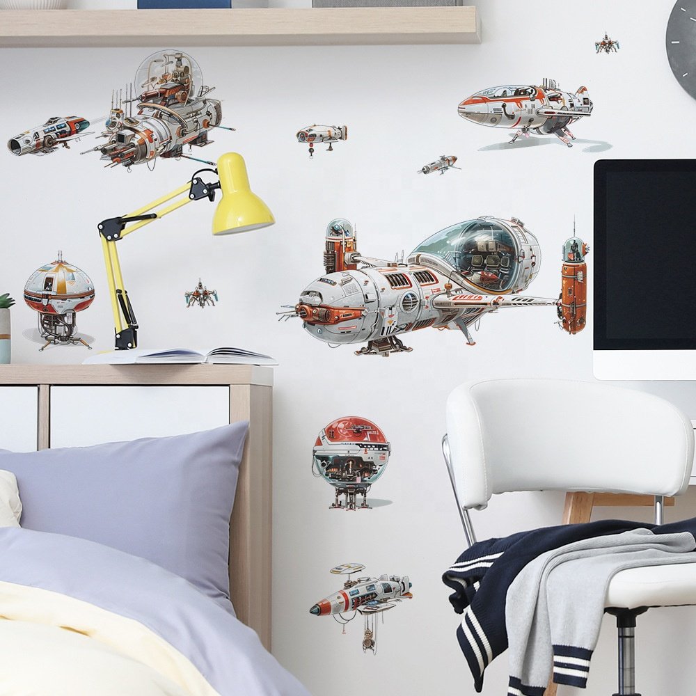 High quality airship aircraft stickers 3d self-adhesive waterproof wall stickekrs for home decor living room kids room