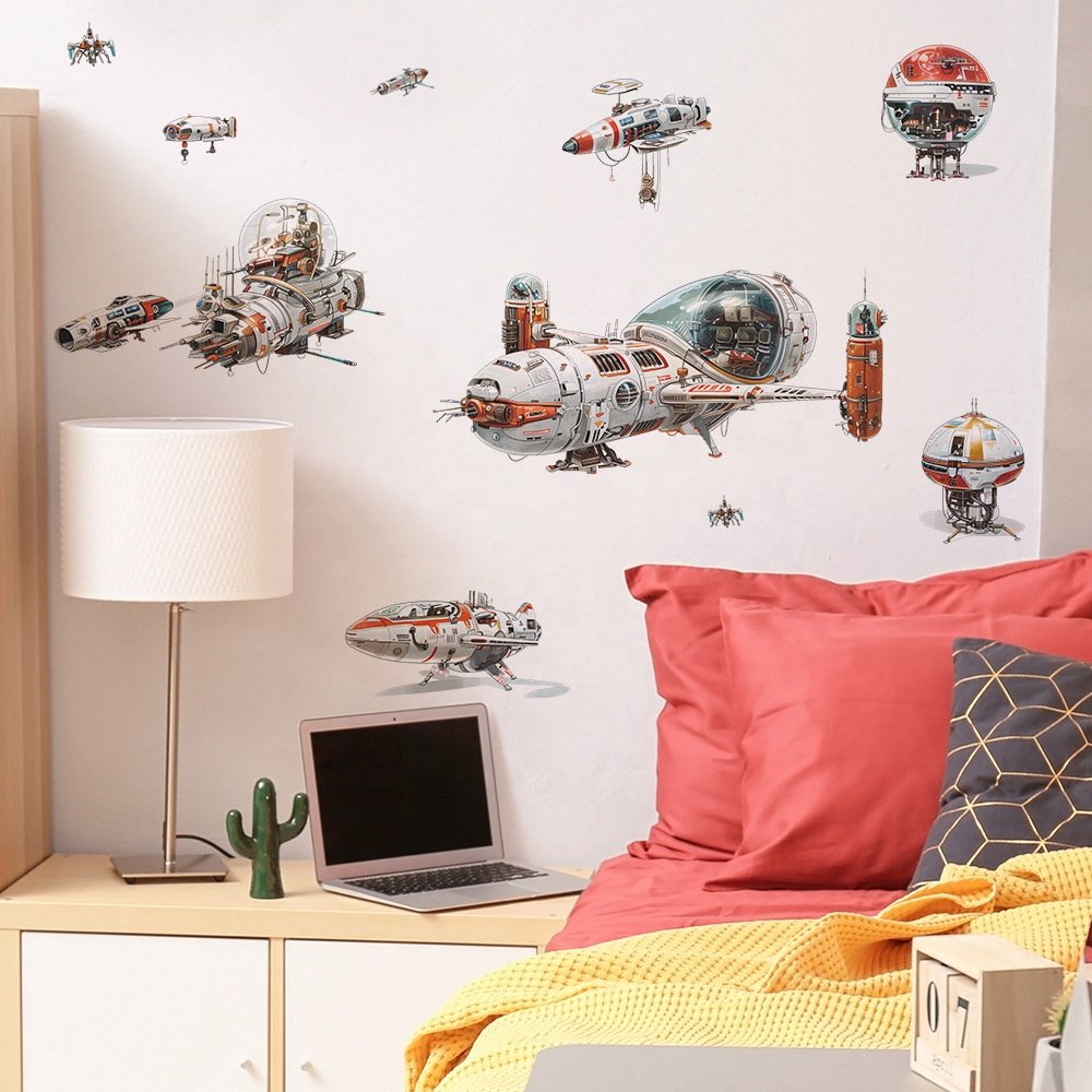 High quality airship aircraft stickers 3d self-adhesive waterproof wall stickekrs for home decor living room kids room