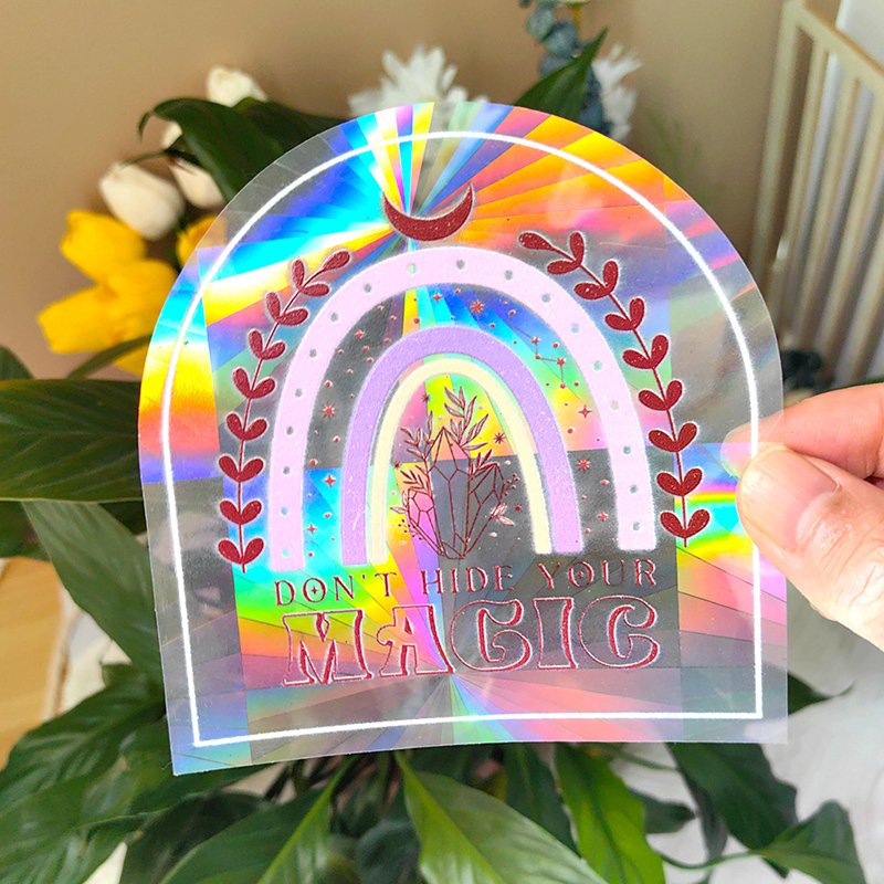 Personalized print suncatcher sticker for windows Rainbow maker window decal prism sun catcher sticker