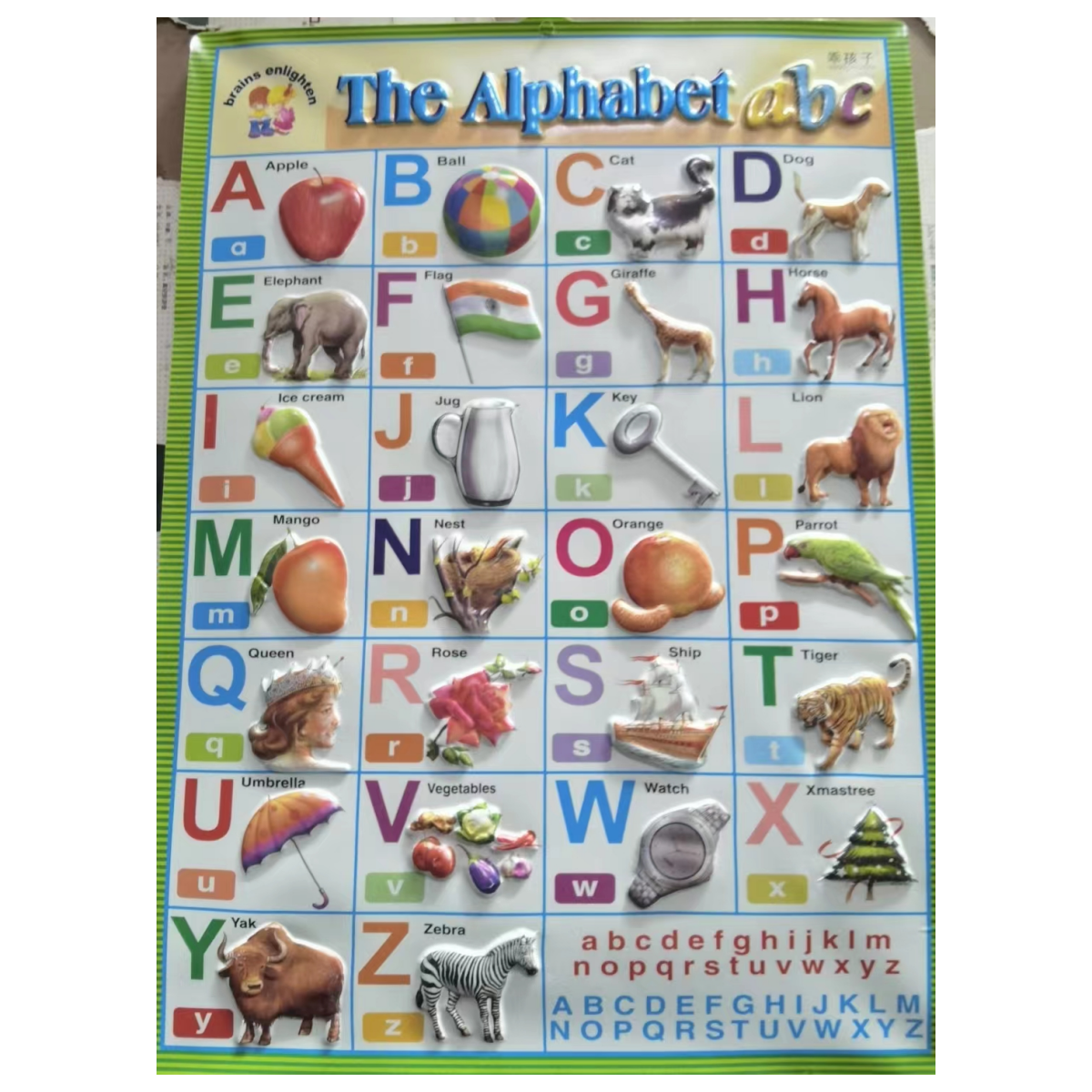 Kids Learning Alphabet Preschool Print Educational Posters 3d embossing Wall Chart For Children Education