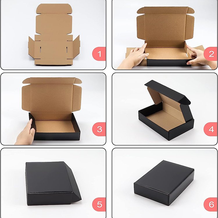shipping boxes custom logo paper corrugated folding black shipping shoe mailer gift box small packaging paper box
