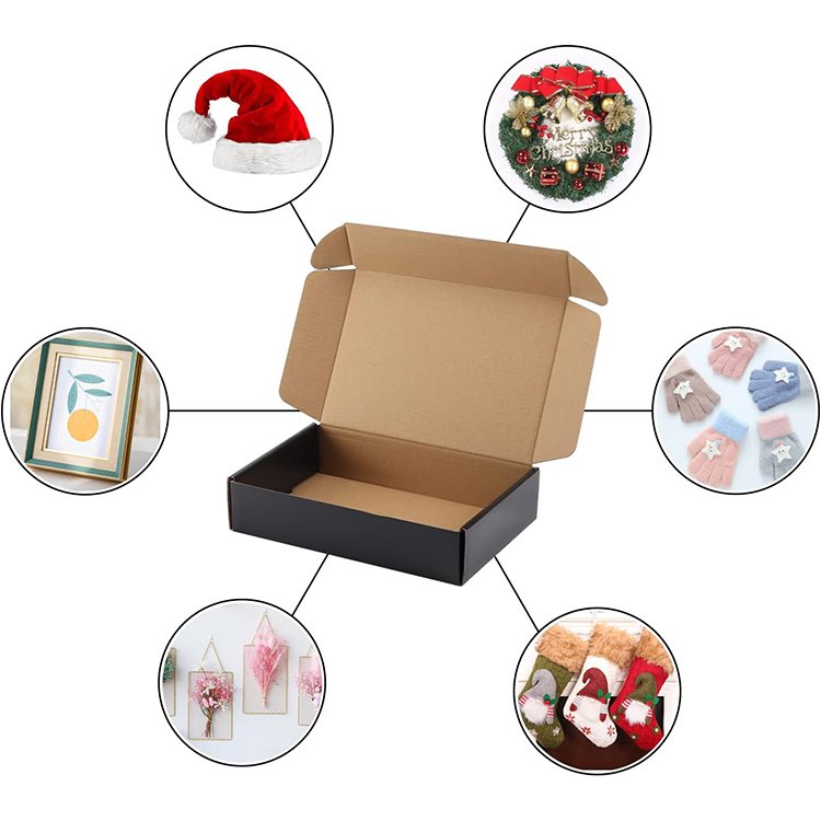 shipping boxes custom logo paper corrugated folding black shipping shoe mailer gift box small packaging paper box
