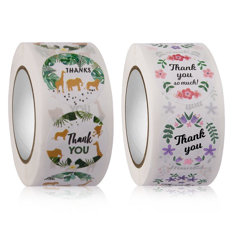 Custom cake merchant flower shop special packaging bag seal sticker thank you text color printing sticker paper