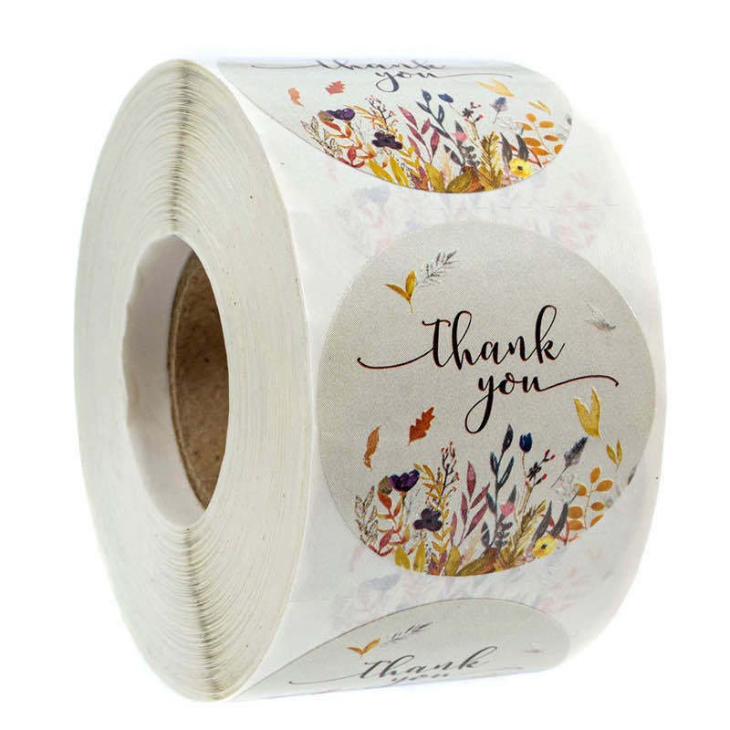 Custom cake merchant flower shop special packaging bag seal sticker thank you text color printing sticker paper