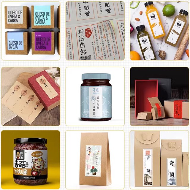 Square round coated paper adhesive label logo transparent reel sealing sticker, black coated paper adhesive label