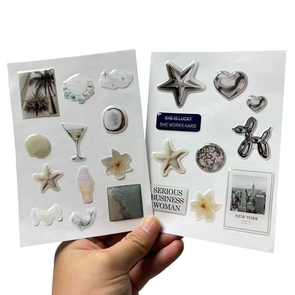 Wholesale Phone Back Cover Trunk Sticker A6 Die-Cut Epoxy Dome Gel Decorative Sticker Board Custom Resin Craft Art Sticker