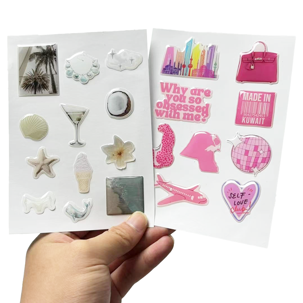 Wholesale Phone Back Cover Trunk Sticker A6 Die-Cut Epoxy Dome Gel Decorative Sticker Board Custom Resin Craft Art Sticker