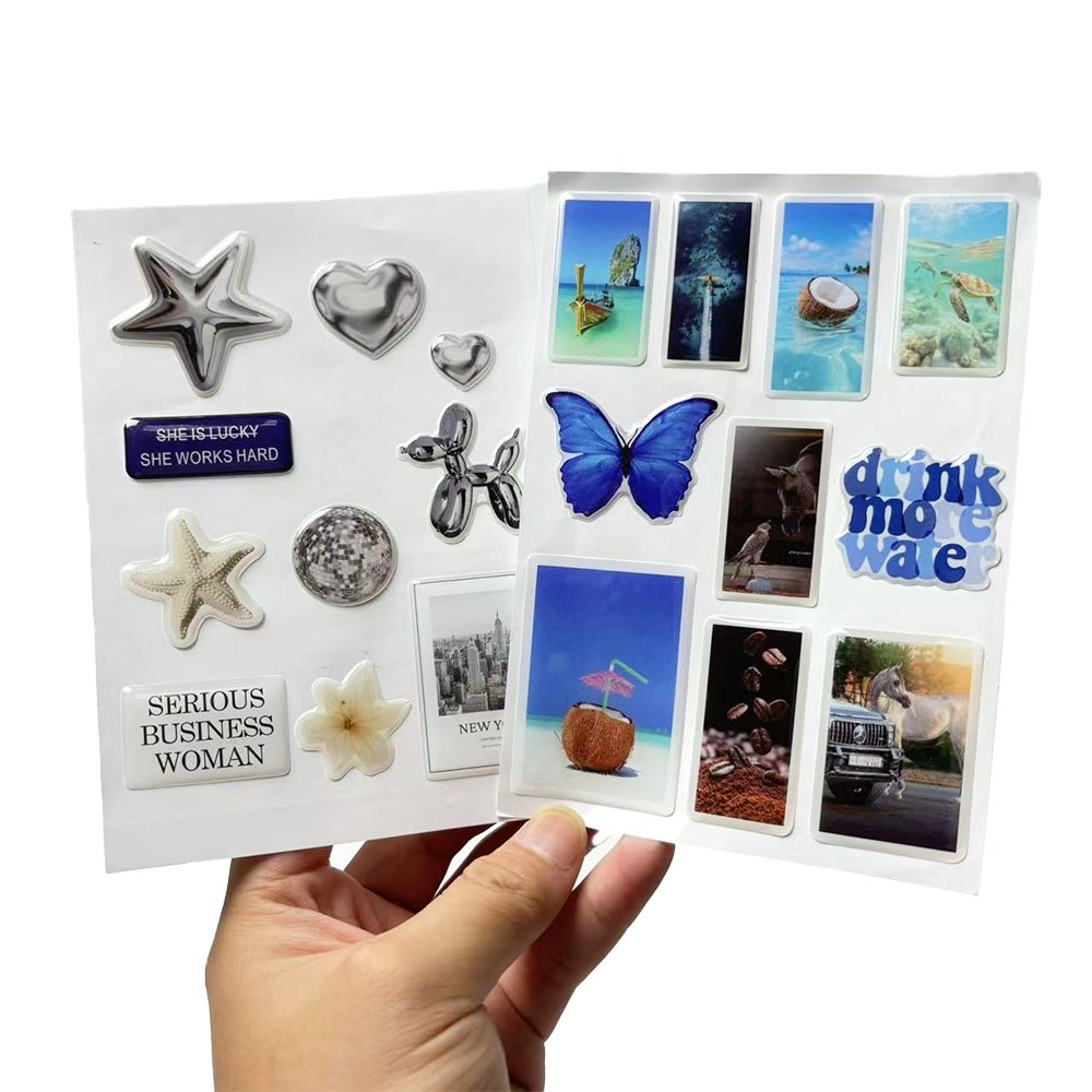 Wholesale Phone Back Cover Trunk Sticker A6 Die-Cut Epoxy Dome Gel Decorative Sticker Board Custom Resin Craft Art Sticker