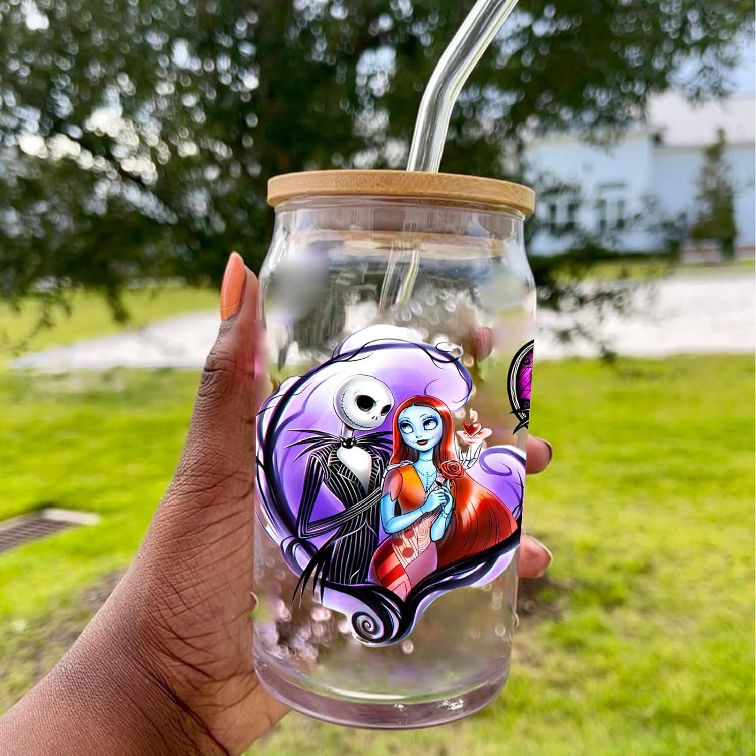 Halloween UV DTF Cup Wrap for Glass 16oz Horror Skull Transfer Stickers Cup Decals Rub on Transfer Glass Cup Stickers for Tumble