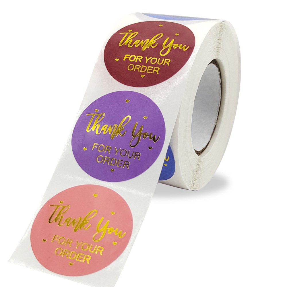 Hot Stamping ThankYou Sticker Labels 500 Rolls 2.5/3.8cm Customizable Industrial Vinyl 1 Inch round for Gifting