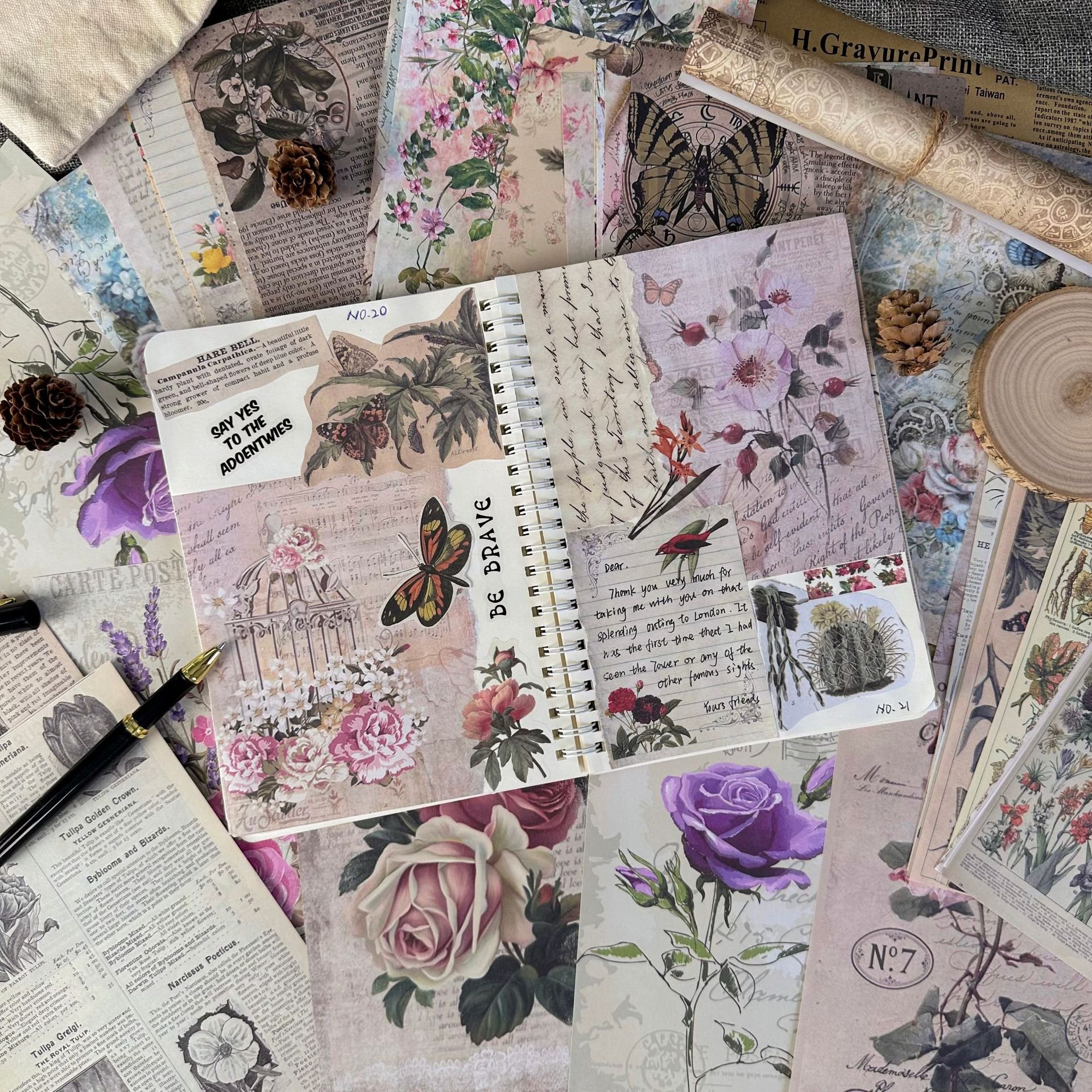 High appearance level 30 sheets of antique ins wind foundation paper Ledger sticker vinyl decorative background material paper