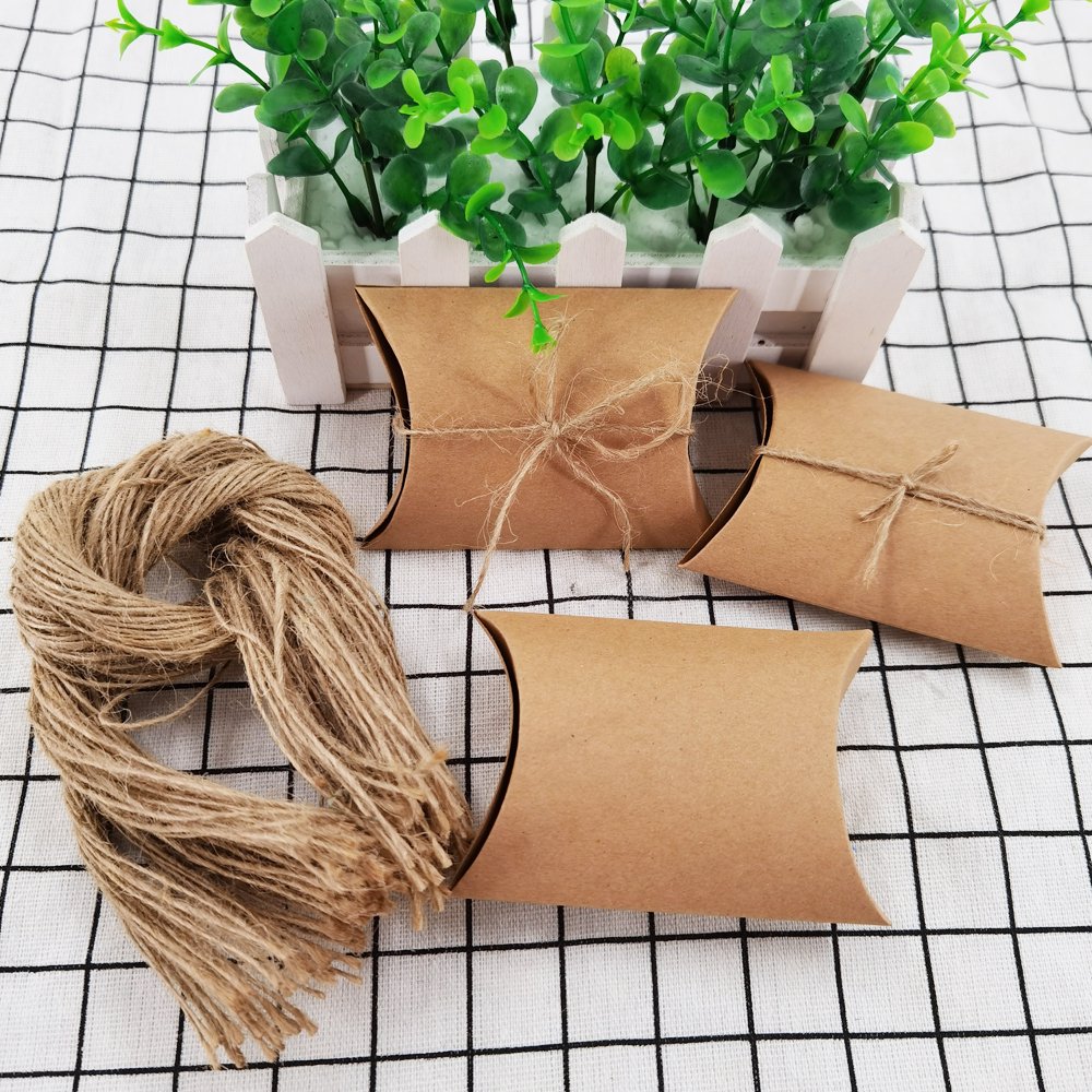 Competitive Free Decorative Rope Wholesale Price Custom Decoration Paper Rectangle Gift Kraft Pillow Box Packaging