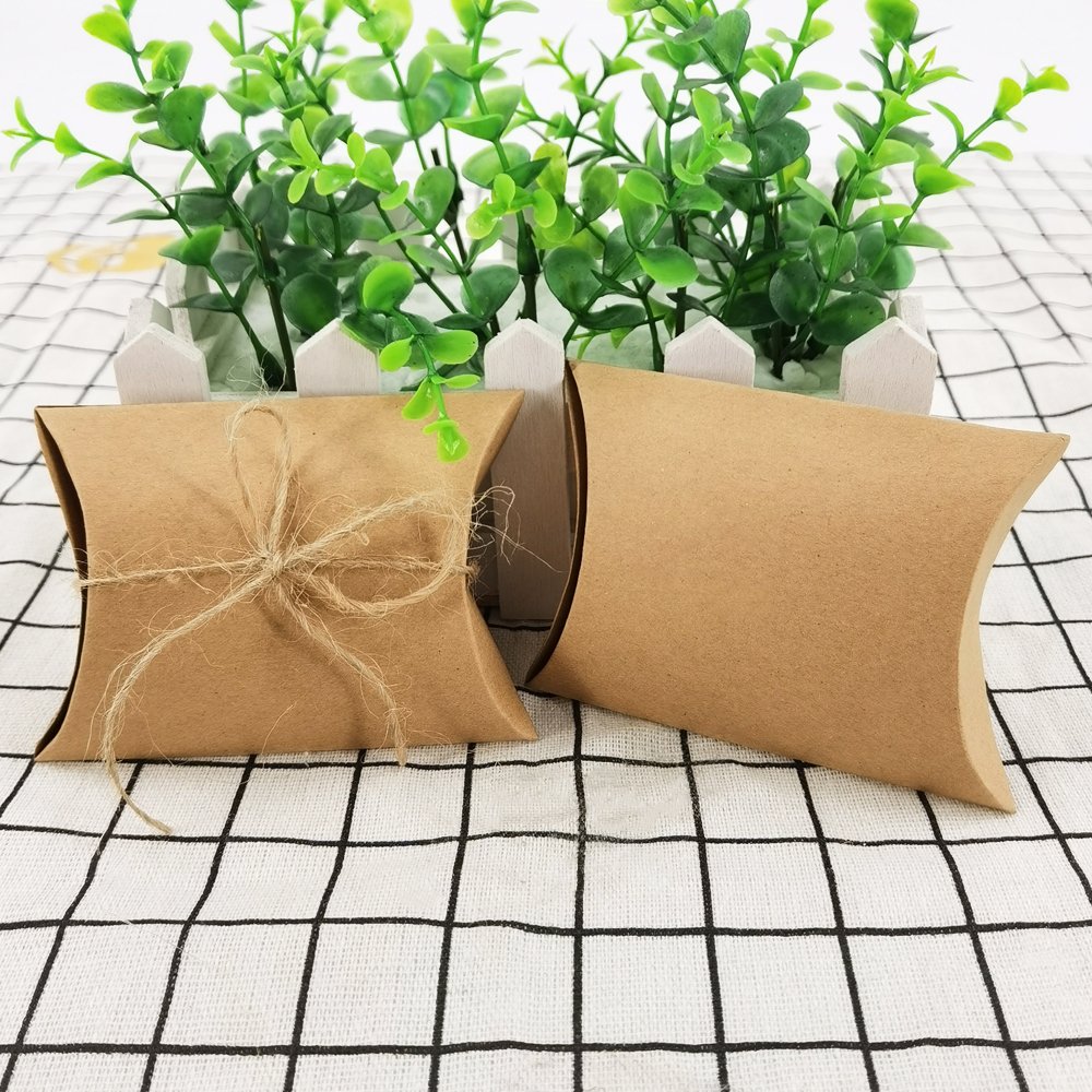 Competitive Free Decorative Rope Wholesale Price Custom Decoration Paper Rectangle Gift Kraft Pillow Box Packaging