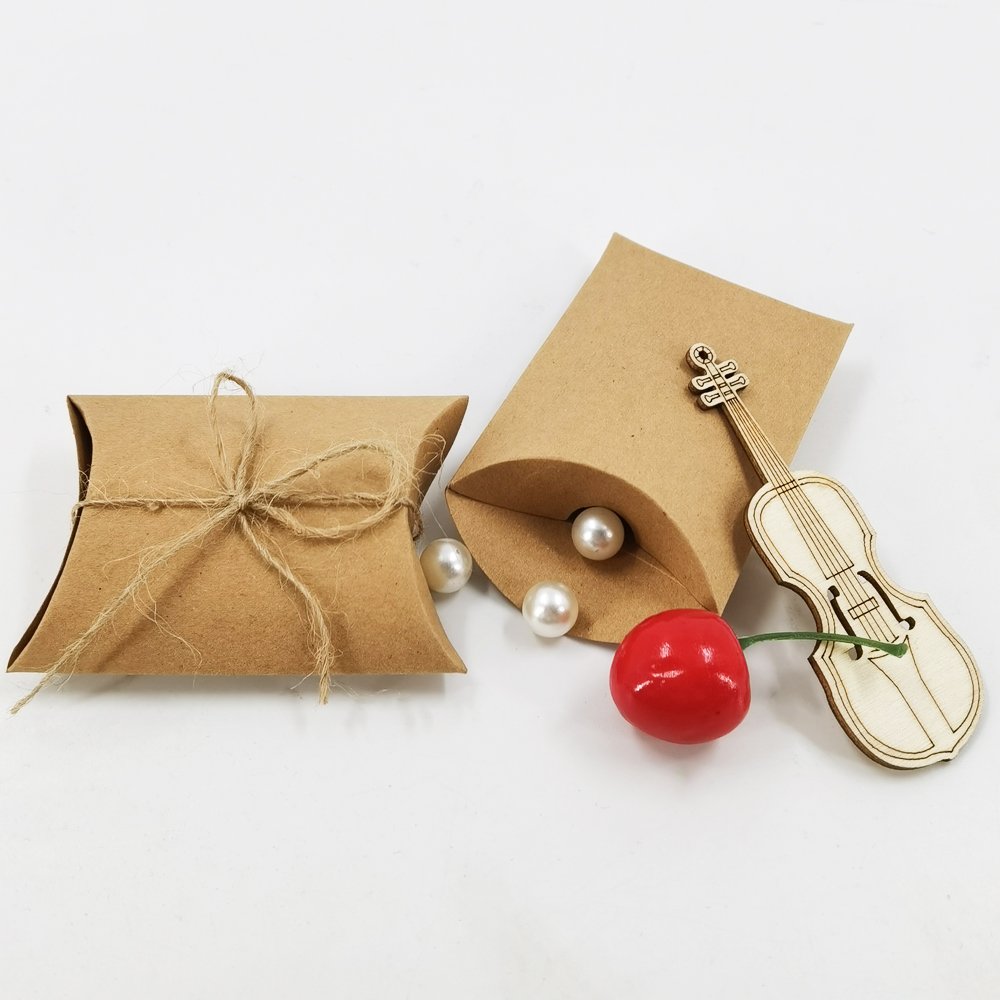 Competitive Free Decorative Rope Wholesale Price Custom Decoration Paper Rectangle Gift Kraft Pillow Box Packaging