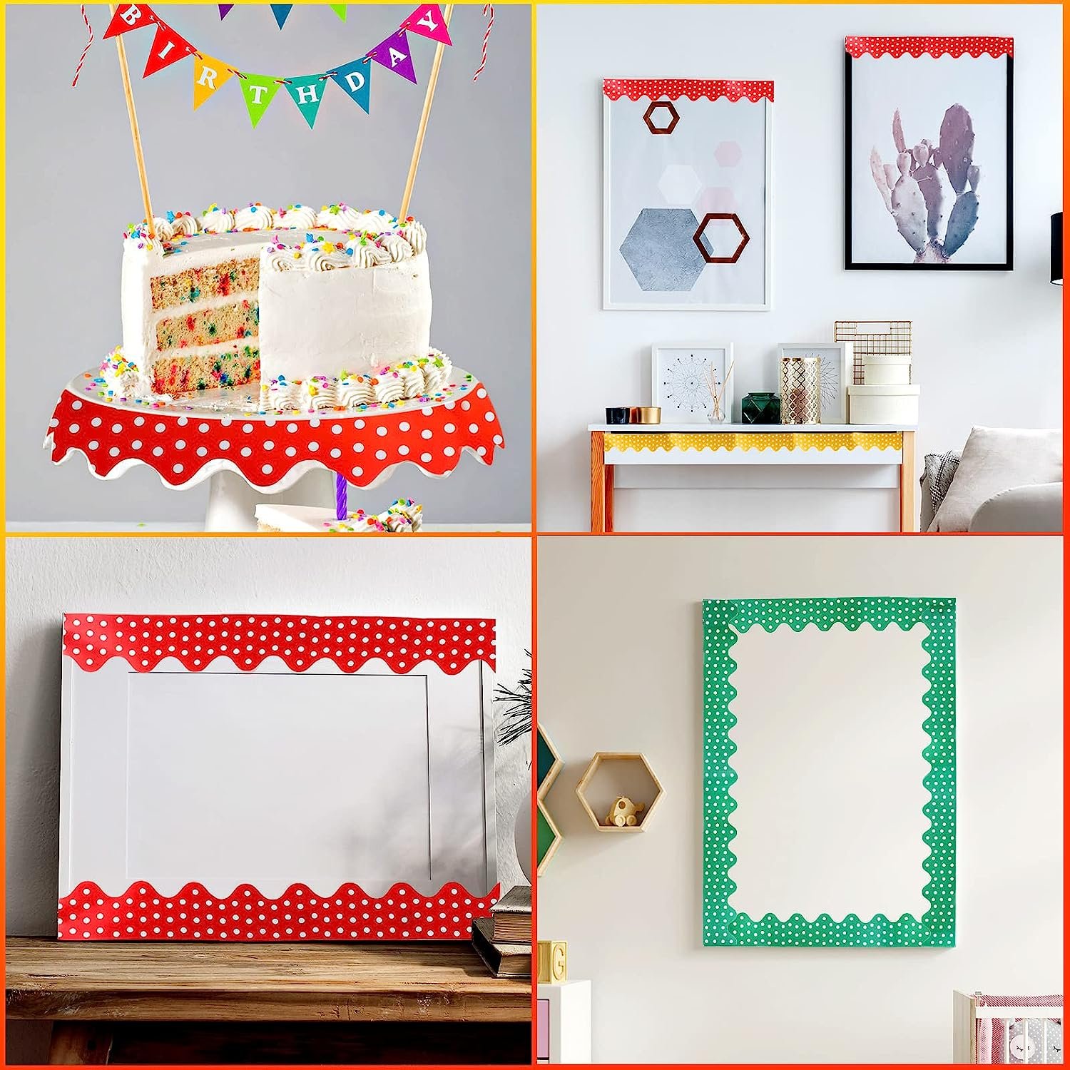Custom Scalloped Bulletin Board Borders Multicolor Classroom Borders for Bulletin Board Border Rainbow Boarder Trim