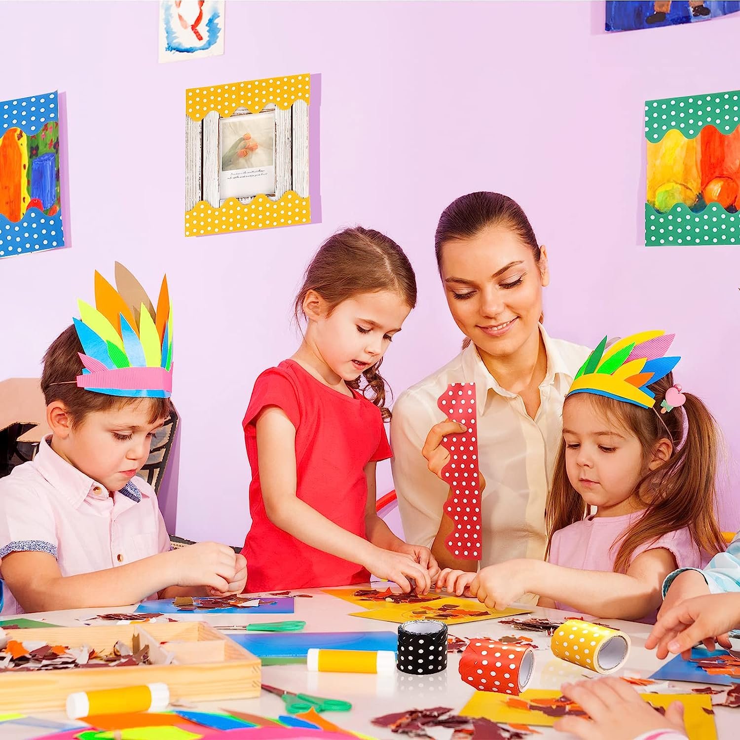 Custom Scalloped Bulletin Board Borders Multicolor Classroom Borders for Bulletin Board Border Rainbow Boarder Trim